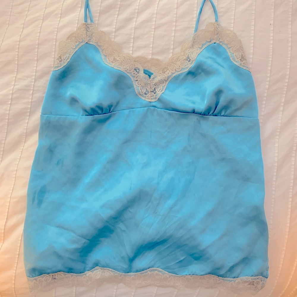 SATIN AND LACE SLIP TANK TOP